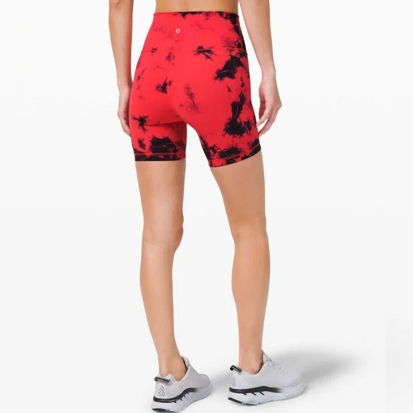 Lululemon Wunder Train High-Rise Short Tie Dye Carnation Red Black Size 0 - Picture 2 of 7